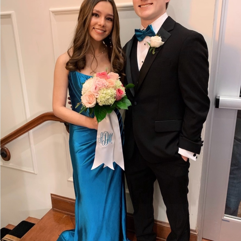 Elegant Blue Satin Gown SHERRI HILL